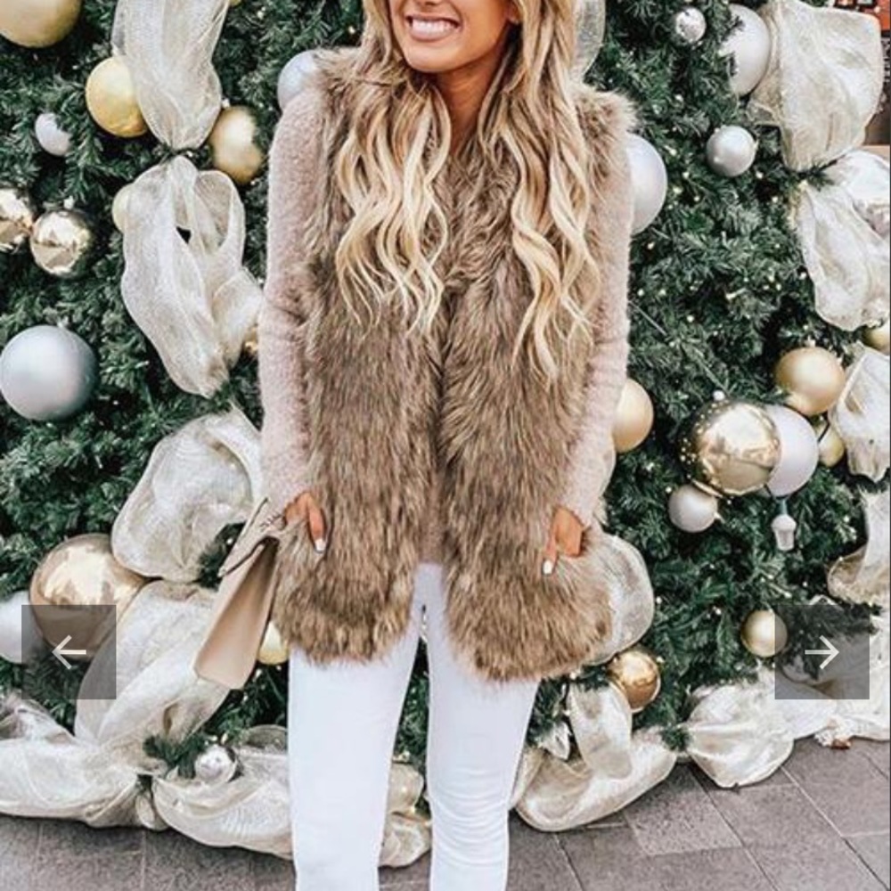 Faux Fur Vest Women’s Brown & Black